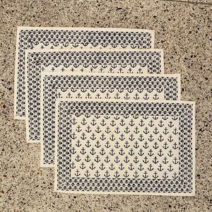 Pomegranate Ahoy anchor navy white placemats 4 made in India